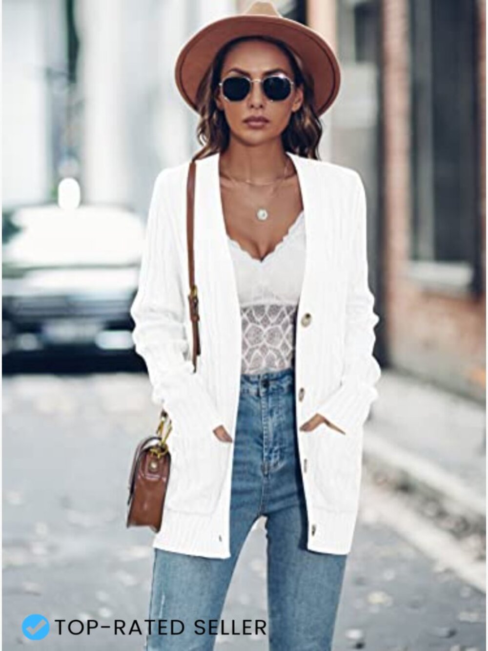Cardigan Sweater Chunky Knit Button Up Open Front Long Sleeve Oversized Coat - Picture 3 of 7